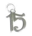 15 sterling silver charm .925 x 1 Birthday Age Number Fifteen charms