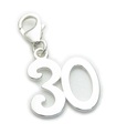 30. Geburtstag Sterling Silber Charm auf Clip .925 x 1 Charms