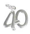 40 sterling silver charm .925 x 1 Birthday Age Number Forty charms