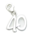 40th Birthday sterling silver charm on clip .925 x 1 charms