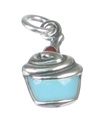 Cupcake muffin sterling silver 2D SMALL charm .925 x 1 cakes charms