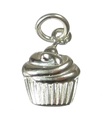 TINY Cupcake Muffin Sterling Silber 2D Charm .925 x 1 Fairy Cakes Charms