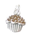 TINY Cupcake Muffin Sterling Silver Charm .925 x 1 Fairy Cake Charms