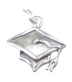 Graduation Cap 2D Mortarboard sterling silver charm .925 x 1 Graduate