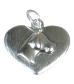 Dog sterling silver heart charm .925 x 1 Dogs hearts charms pendants