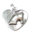 Breloque pendentif coeur 2D en argent sterling cheval .925 x 1 Breloques chevaux