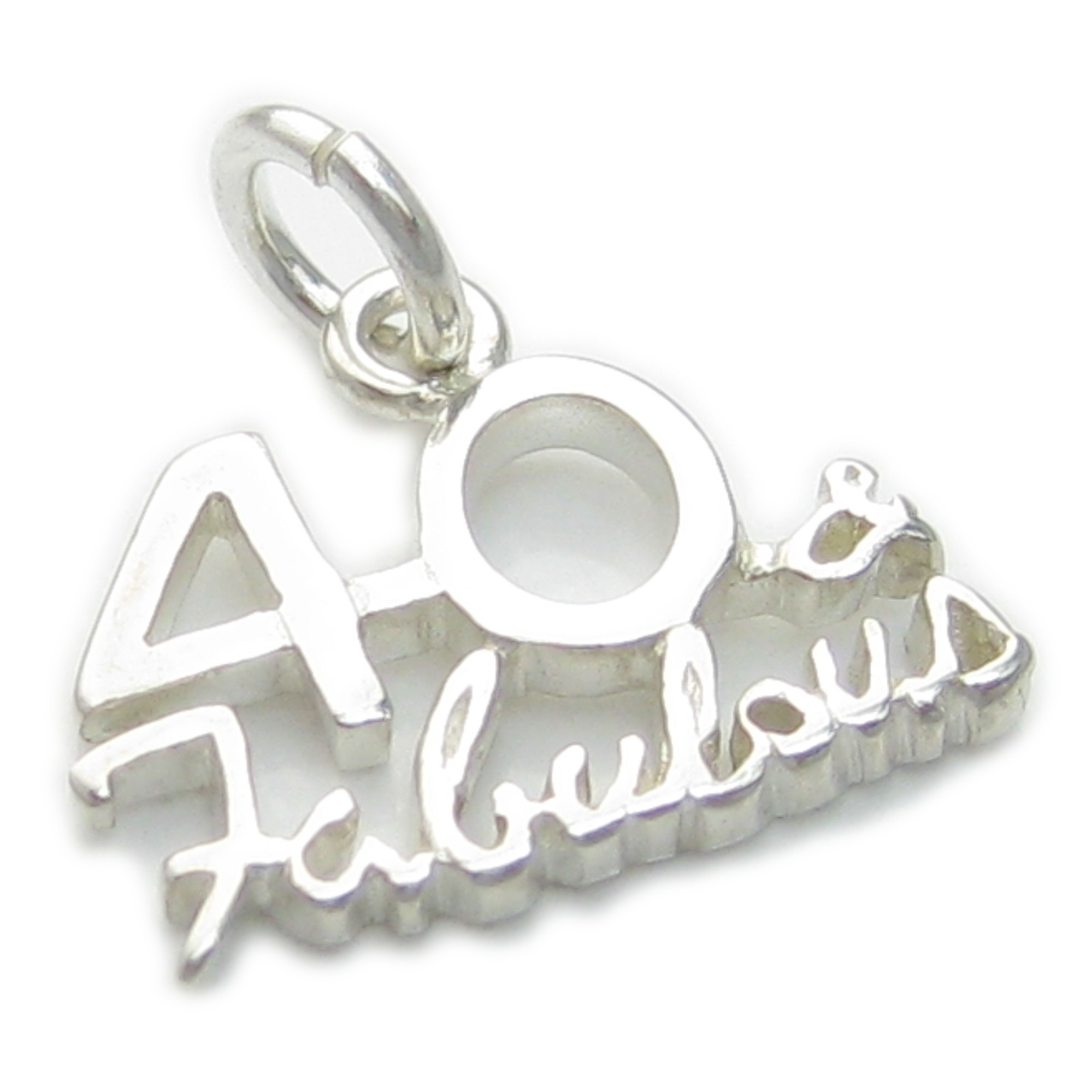 40 and Fabulous sterling silver charm .925 x 1 40th Birthday Age Forty