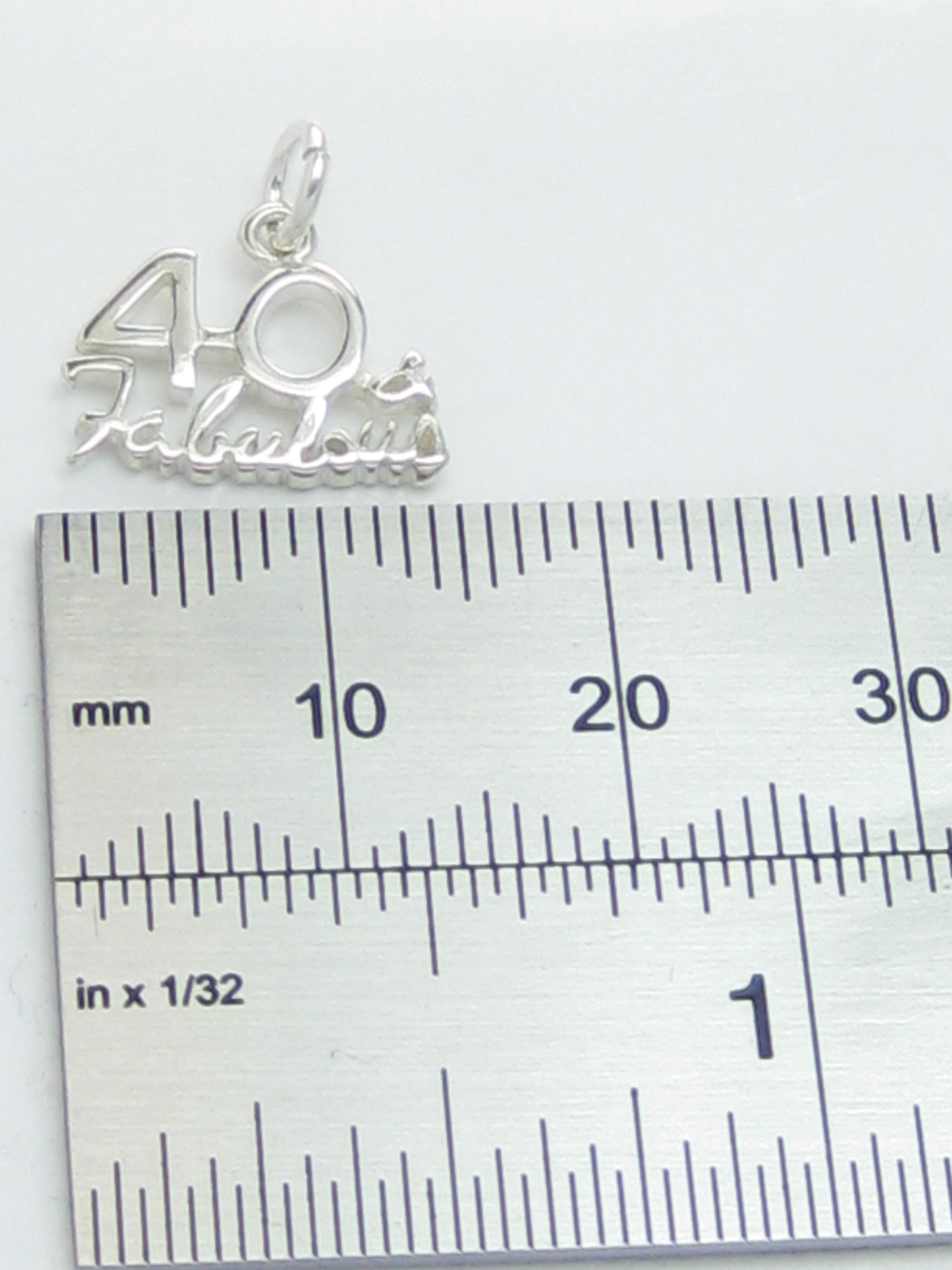 40 and Fabulous sterling silver charm .925 x 1 40th Birthday Age Forty