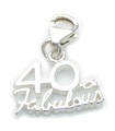 40 e Favoloso con clip charm in argento sterling .925 x1 Età Quaranta