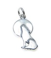 Lupo che ulula alla luna charm in argento sterling .925 x 1 Lupi charms