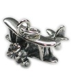 Biplan flygplan charm i sterling silver .925 Bi Plane