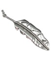 Feather sterling silver very long charm or pendant 2D .925 x 1