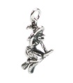 Hexe auf Besen Sterling Silber Charm .925 x 1 Hexen Halloween