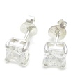 Orecchini a bottone in argento sterling con zirconi cubici .925 x 1 paio di borchie CZ