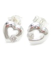 Orecchini a bottone in argento sterling Heart CZ .925 x 1 paio di cuori