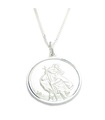 Saint Christopher large sterling silver pendant on 18 inch chain .925