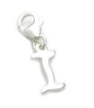 Letter I Initial sterling silver charm on 9mm clip .925 x1