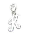 Bokstaven K Initial sterling silver charm på 9mm klipp .925 x1