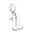 Lettera U iniziale charm in argento sterling su clip da 9 mm .925 x1