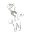 Letter W Initial sterling silver charm on 9mm clip .925 x1