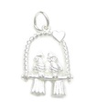 Love Birds sterling silver charm .925 x1 Lovebirds Loving Caring charms