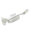 Trompete Sterling Silber Charm .925 x 1 Band and Music Orchestra Charms