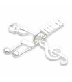 Tastiera violino Chiave di violino Nota musicale fascino in argento sterling .925 Charms