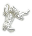 Paar Cowboystiefel Sterling Silber Charm .925 x 1 Cow Girl Boy Stiefel