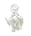 Schildkröte mit Zylinder und Stock Sterling Silber Charm .925 x1 Schildkröte Charms