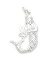 Sirena che tiene un ciondolo in argento sterling arpa .925 x 1 Ciondoli sirene