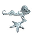 Étoile de mer coquillage et hippocampe breloque en argent sterling .925 breloques bord de mer