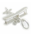 Bi Plane charm i sterling silver .925 x 1 Flygplan Bi-Plane Planes berlocker