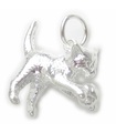 Chat jouant avec une boule en argent sterling .925 x 1 Chatons Chats breloques