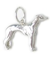 Charme de chien de lévrier en argent sterling .925 x 1 Breloques de chiens de lévrier gris