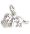 Dog With Basket liten charm i sterling silver .925 x 1 Söt hundar charm