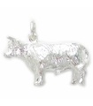 Charm en argent sterling de taureau .925 x 1 Charms de taureaux de ferme