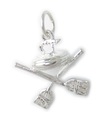 Lockenstein und Bürsten Sterling Silber Charm .925 x 1 Charms