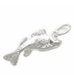 Charm de plata de ley con forma de pez .925 x 1 Charms de pesca con forma de pez