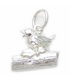 Robin On A Log sterling silver charm .925 x 1 Christmas Robins charms