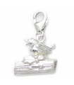 Robin On Log charm i sterling silver .925 x 1 Christmas Robins berlocker