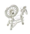 Spinning wheel with movable wheel sterling silver charm .925 x 1 Sewing