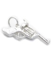 Revolver hand gun sterling silver charm .925 x 1 Guns charms