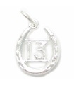 13 in einem glücklichen Hufeisen Sterling Silber Charm .925 x 1 Dreizehn Charms