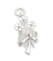 Blumen mit Schleife Sterling Silber Charm .925 x 1 Blumenstrauß Charms