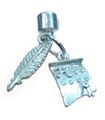 Skrivset set charm i sterling silver .925 x 1 quill bläckpott pergament charm