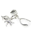 Lucky sterling silver charm .925 3 On 1 Cat Wishbone Dice Luck charms