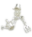 Watering Can - Flower - Fork sterling silver charm .925 Gardening charms