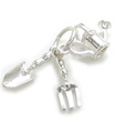 Charm in argento sterling da giardinaggio - Annaffiatoio - Cazzuola - Forchetta .925 x 1