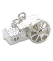 Wassermühle Sterling Silber großer Charm .925 x 1 Wassermühle Charms