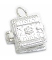 Apertura della Bibbia charm in argento sterling .925 x 1 con preghiera del Signore.